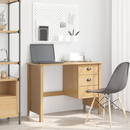 vidaXL Desk with Drawers with Drawer HILL Honey Brown 100 x 45 x 74 cm