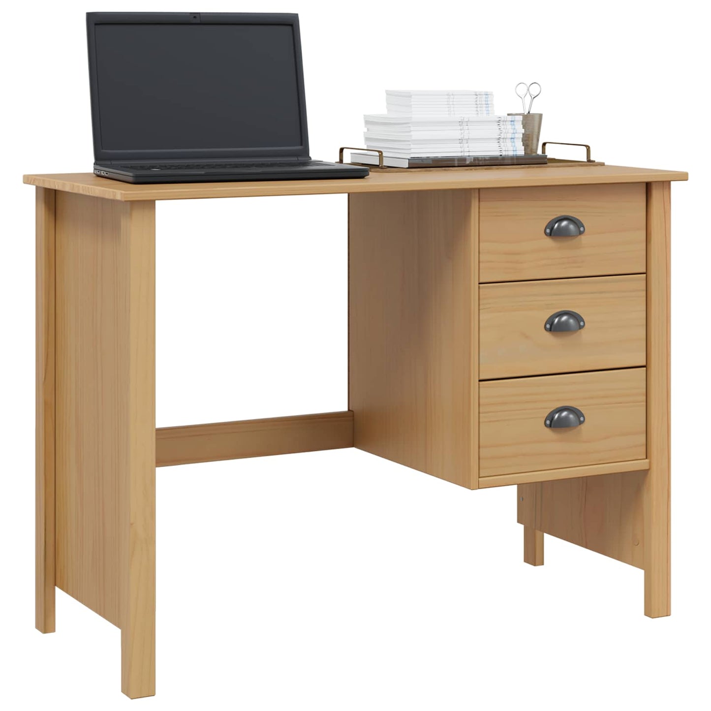 vidaXL Desk with Drawers with Drawer HILL Honey Brown 100 x 45 x 74 cm