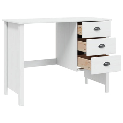 vidaXL Desk with Drawers HILL White 100 x 45 x 74 cm Solid Pine Wood
