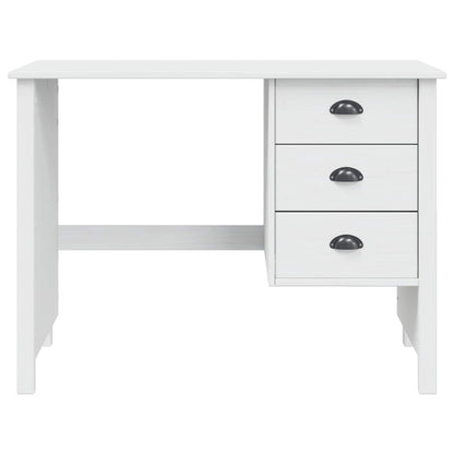 vidaXL Desk with Drawers HILL White 100 x 45 x 74 cm Solid Pine Wood