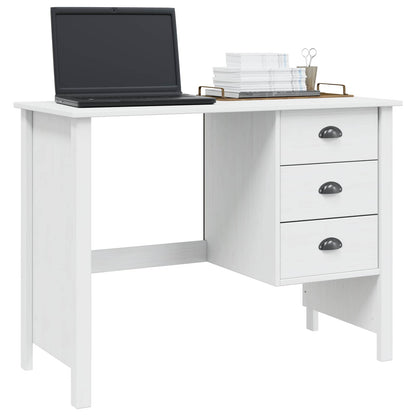 vidaXL Desk with Drawers HILL White 100 x 45 x 74 cm Solid Pine Wood