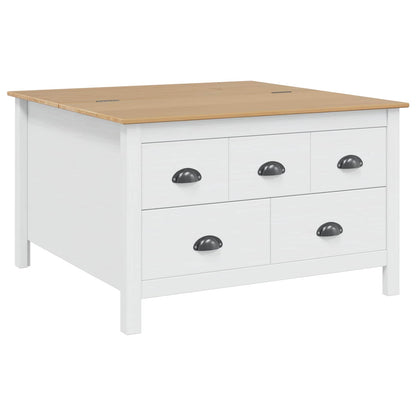 vidaXL Coffee Table HILL White and Honey Brown 79.5 x 79.5 x 49 cm