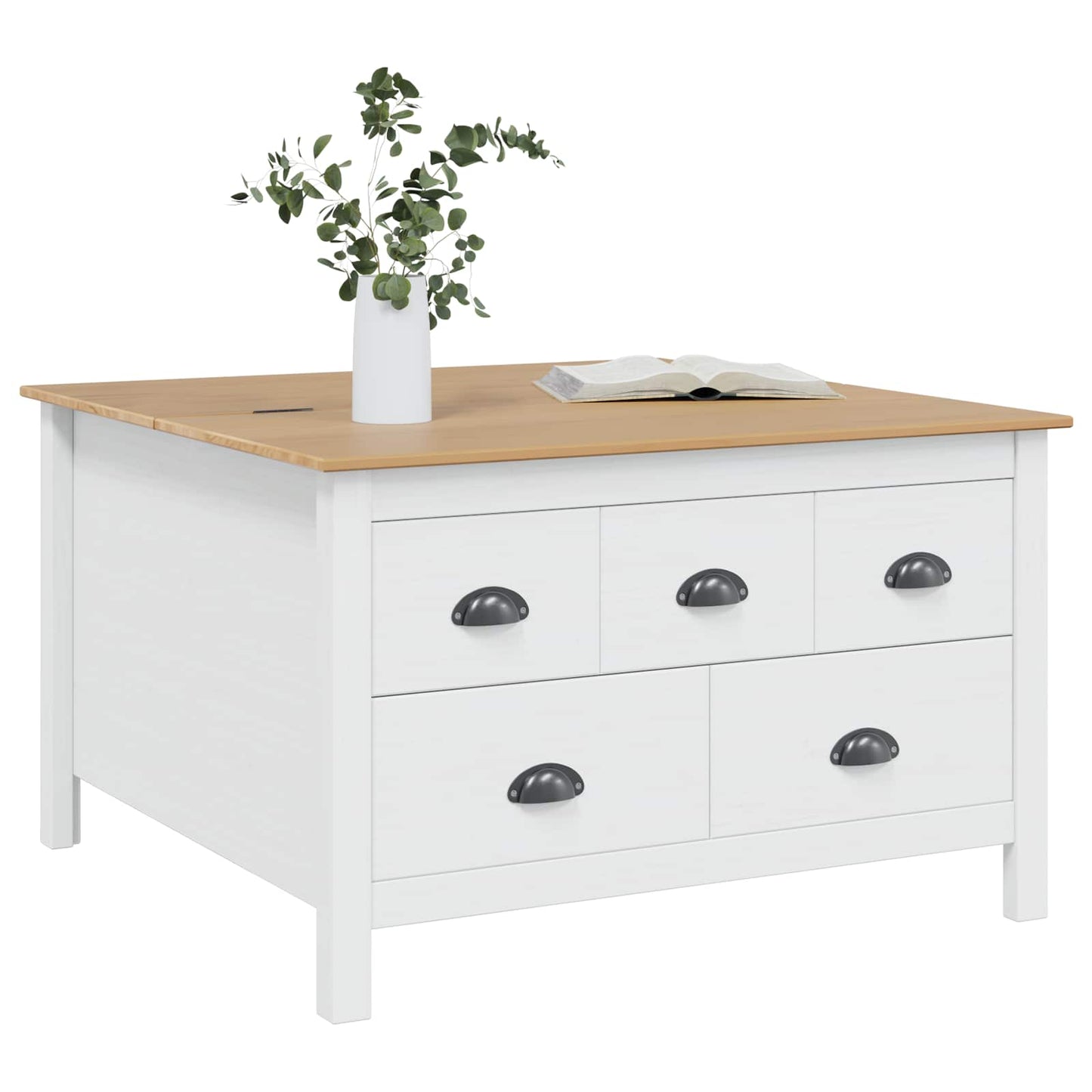 vidaXL Coffee Table HILL White and Honey Brown 79.5 x 79.5 x 49 cm