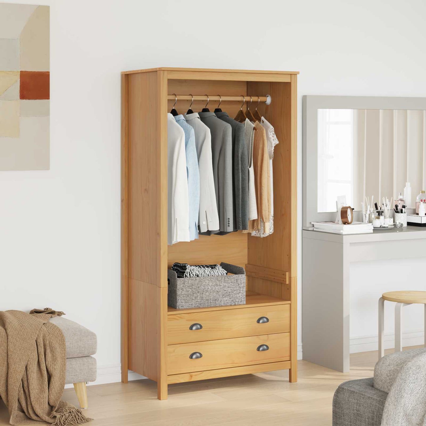 vidaXL Wardrobe HILL Honey Brown 84 x 50 x 170 cm Solid Pine Wood