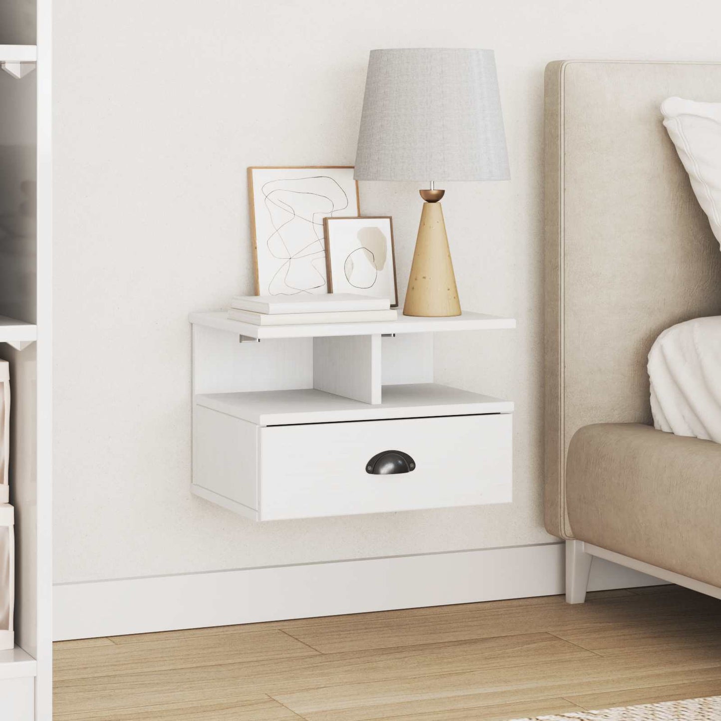 vidaXL Bedside Cabinet HILL White 40 x 31 x 27 cm Solid Pine Wood
