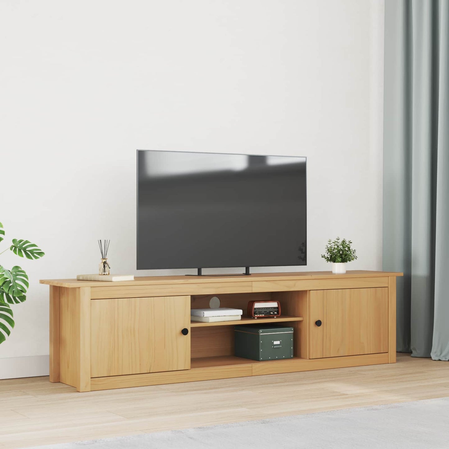 vidaXL TV Rack HILL Honey Brown 158 x 40 x 39.5 cm Solid Pine Wood