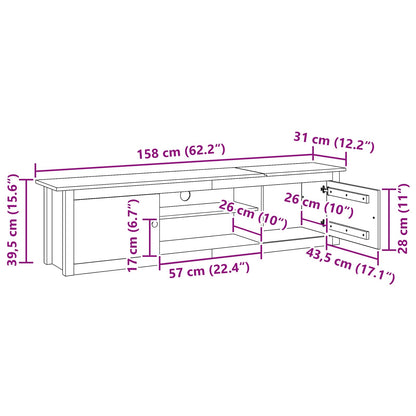 vidaXL TV Rack HILL Honey Brown 158 x 40 x 39.5 cm Solid Pine Wood