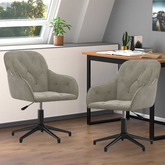 vidaXL Dining Chair 2 pcs Velvet 55 x 59.5 x 77 cm Light Grey