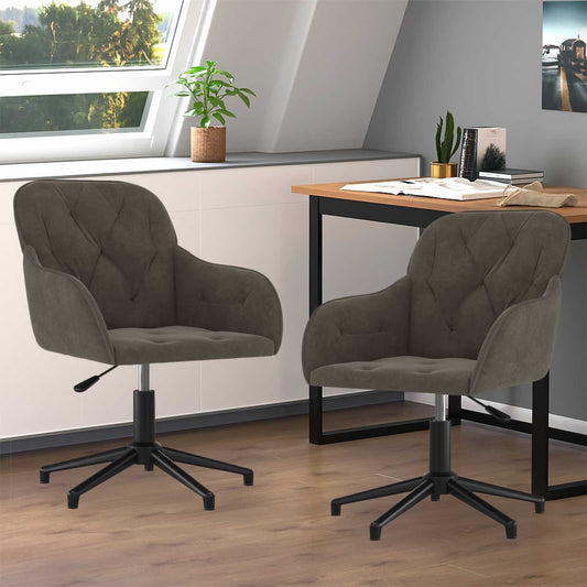 vidaXL Dining Chair 2 pcs Velvet 55 x 59.5 x 77 cm Dark Grey