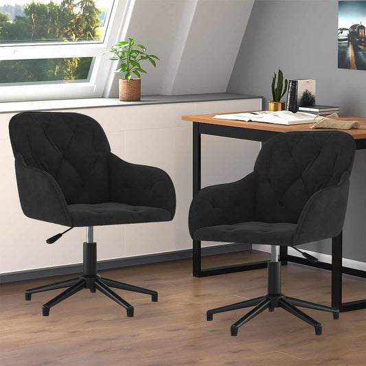 vidaXL Dining Chair 2 pcs Velvet 55 x 59.5 x 77 cm Black