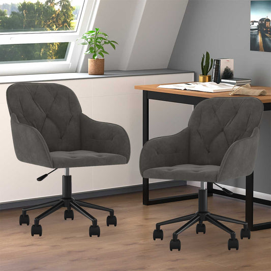 vidaXL Dining Chair 2 pcs Velvet 55 x 59.5 x 77 cm Dark Grey