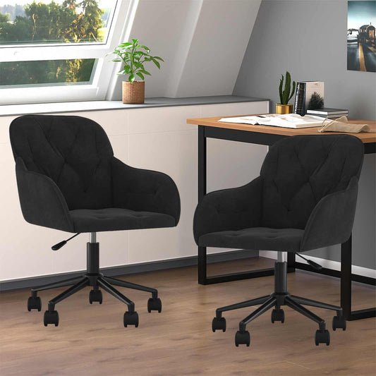 vidaXL Dining Chair 2 pcs Velvet 55 x 59.5 x 77 cm Black