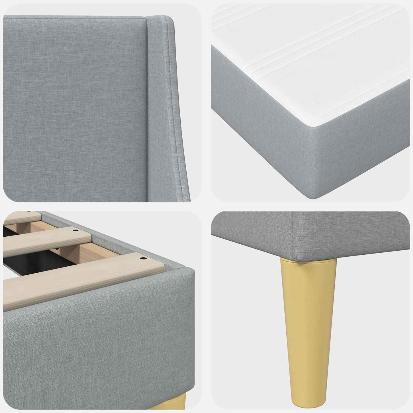 vidaXL Bed Frame with Mattress Light Grey 90 x 190 cm Fabric