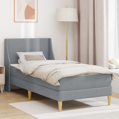 vidaXL Bed Frame with Mattress Light Grey 90 x 190 cm Fabric