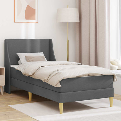 vidaXL Bed Frame with Mattress Dark Grey 90 x 190 cm Fabric