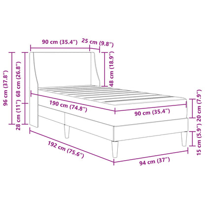 vidaXL Bed Frame with Mattress with Headboard Black 90 x 190 cm Fabric