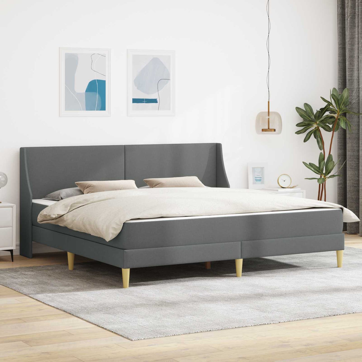 vidaXL Bed Frame with Mattress Dark Grey 180 x 200 cm Fabric