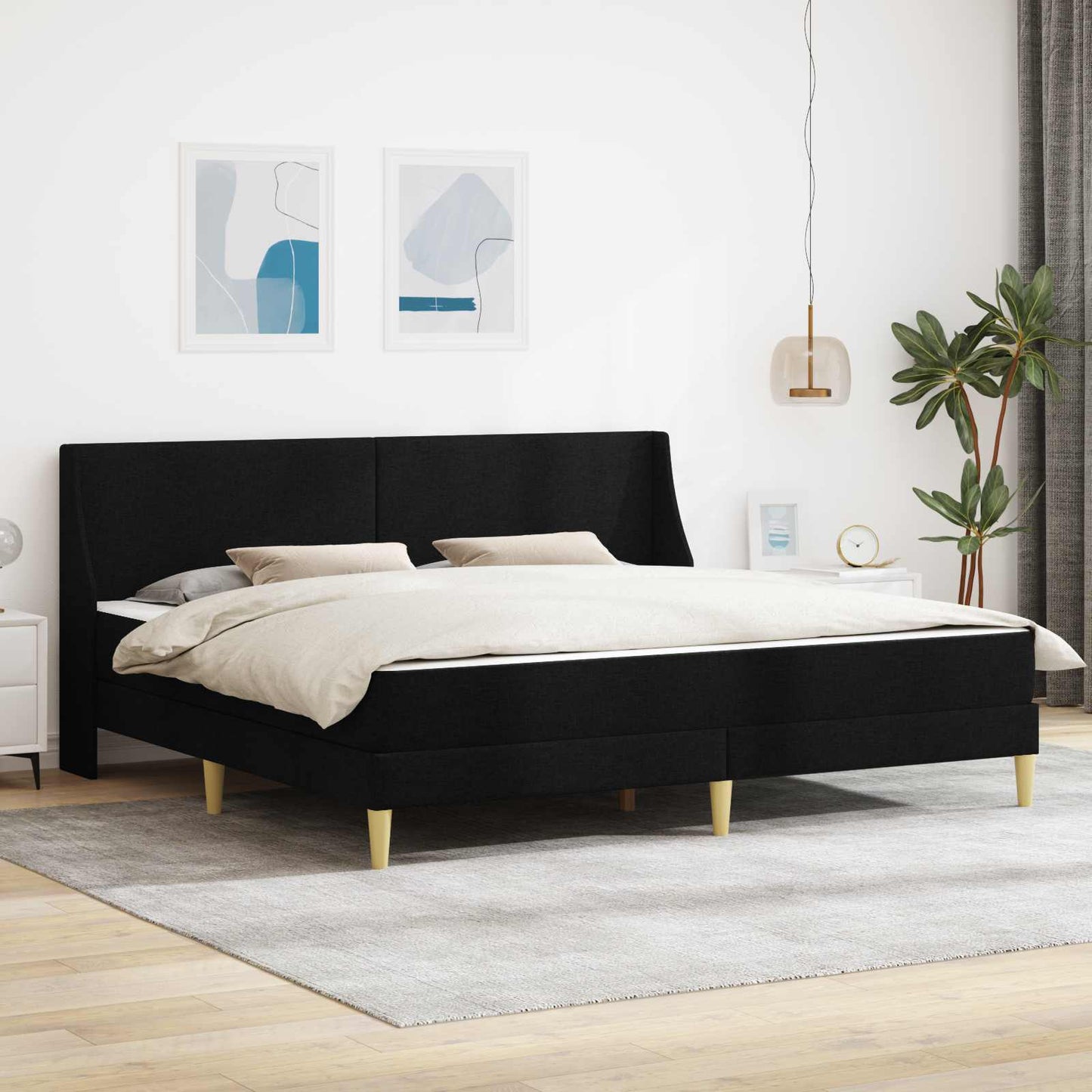 vidaXL Bed Frame with Mattress Black 180 x 200 cm Fabric