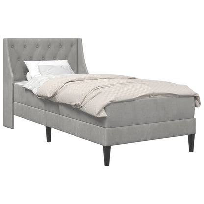 vidaXL Bed Frame with Mattress Light Grey 90 x 190 cm Velvet
