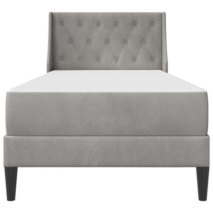 vidaXL Bed Frame with Mattress Light Grey 90 x 190 cm Velvet