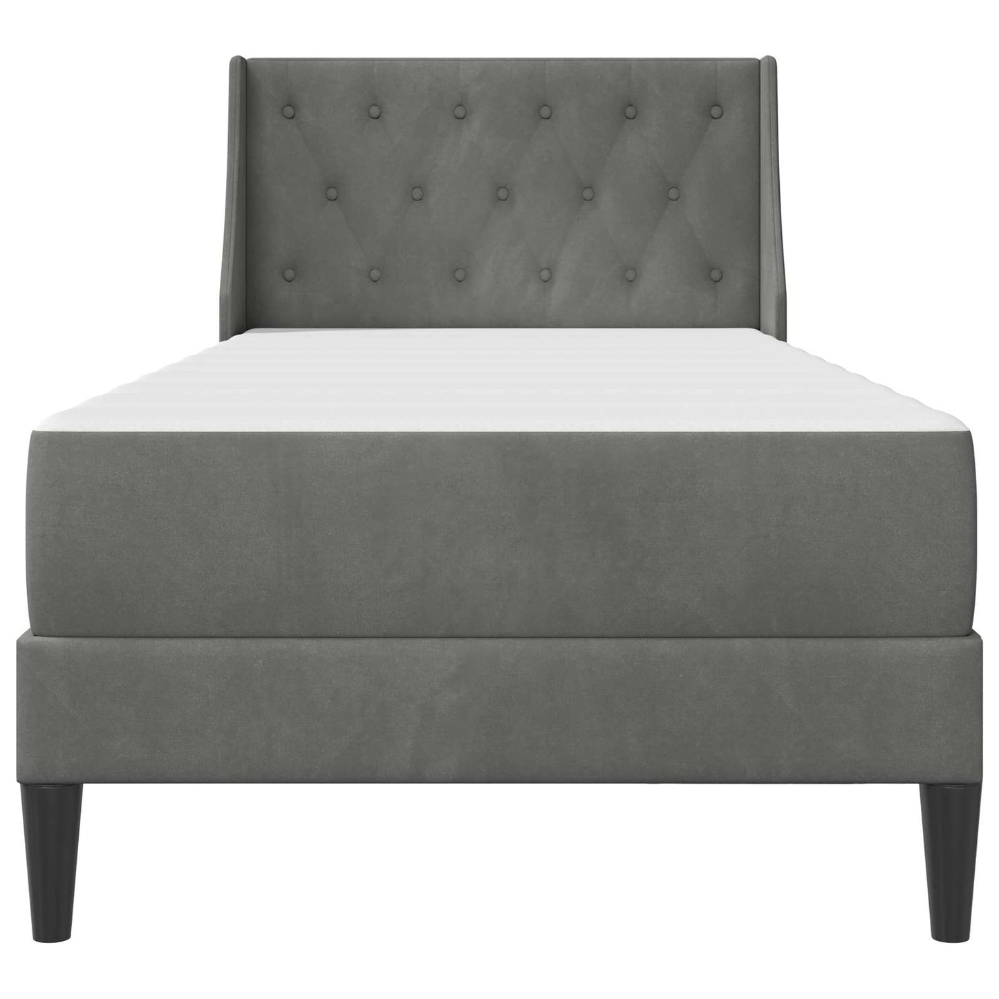 vidaXL Bed Frame with Mattress Dark Grey 90 x 190 cm Velvet