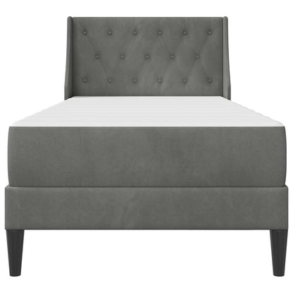 vidaXL Bed Frame with Mattress Dark Grey 90 x 190 cm Velvet