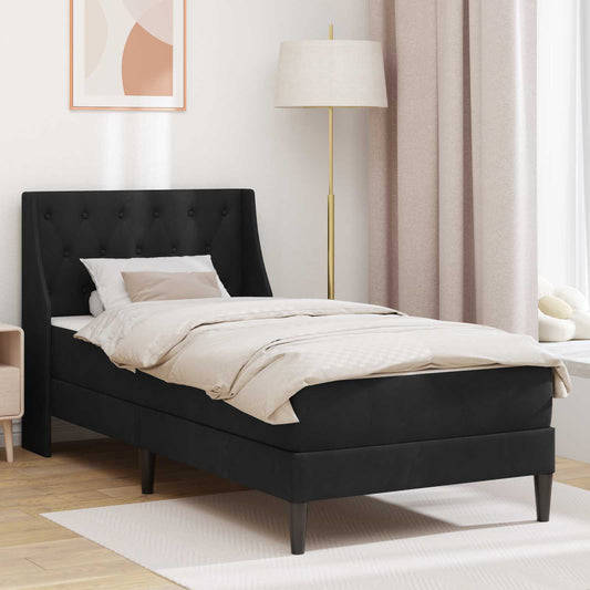 vidaXL Bed Frame with Mattress with Headboard Black 90 x 190 cm Velvet