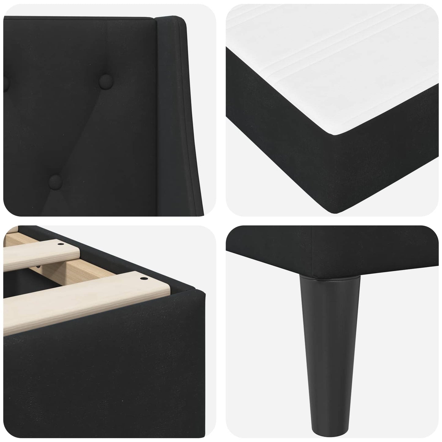 vidaXL Bed Frame with Mattress Black 180 x 200 cm Velvet