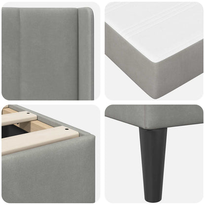 vidaXL Bed Frame with Mattress Light Grey 90 x 190 cm Velvet