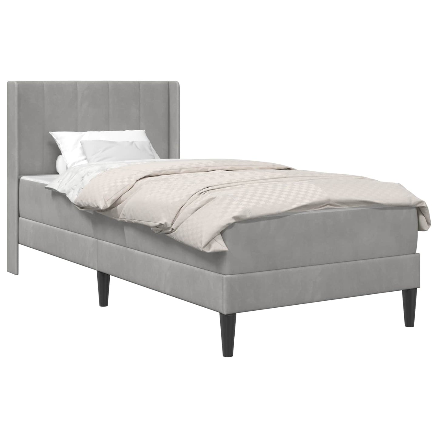 vidaXL Bed Frame with Mattress Light Grey 90 x 190 cm Velvet