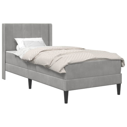 vidaXL Bed Frame with Mattress Light Grey 90 x 190 cm Velvet