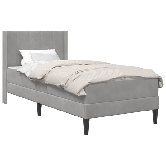 vidaXL Bed Frame with Mattress Light Grey 90 x 190 cm Velvet