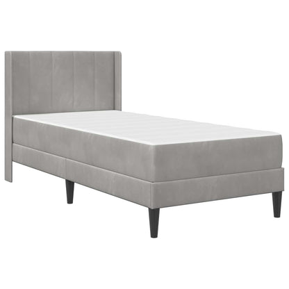 vidaXL Bed Frame with Mattress Light Grey 90 x 190 cm Velvet