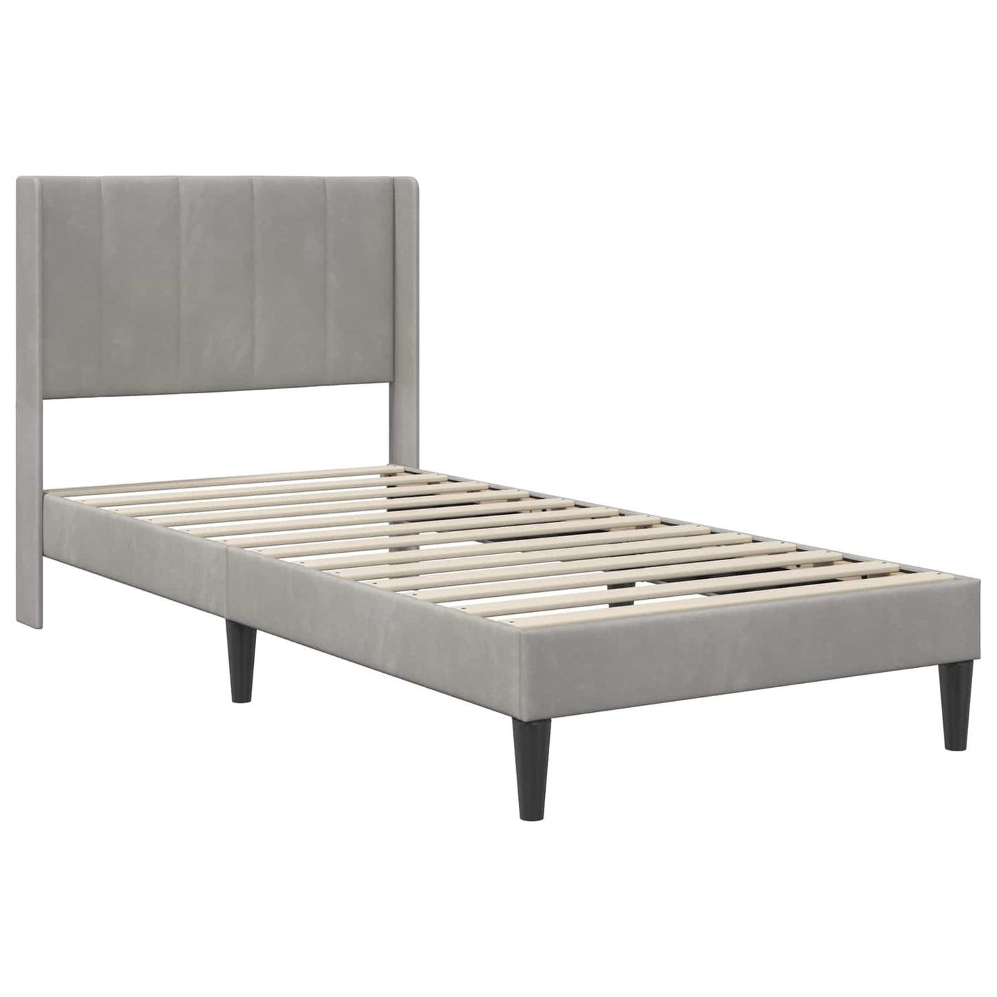 vidaXL Bed Frame with Mattress Light Grey 90 x 190 cm Velvet