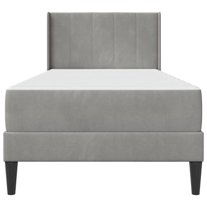 vidaXL Bed Frame with Mattress Light Grey 90 x 190 cm Velvet