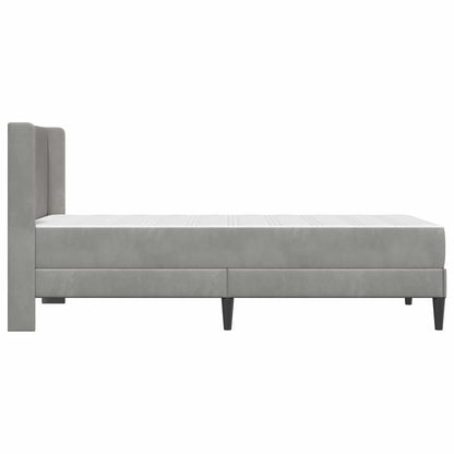 vidaXL Bed Frame with Mattress Light Grey 90 x 190 cm Velvet