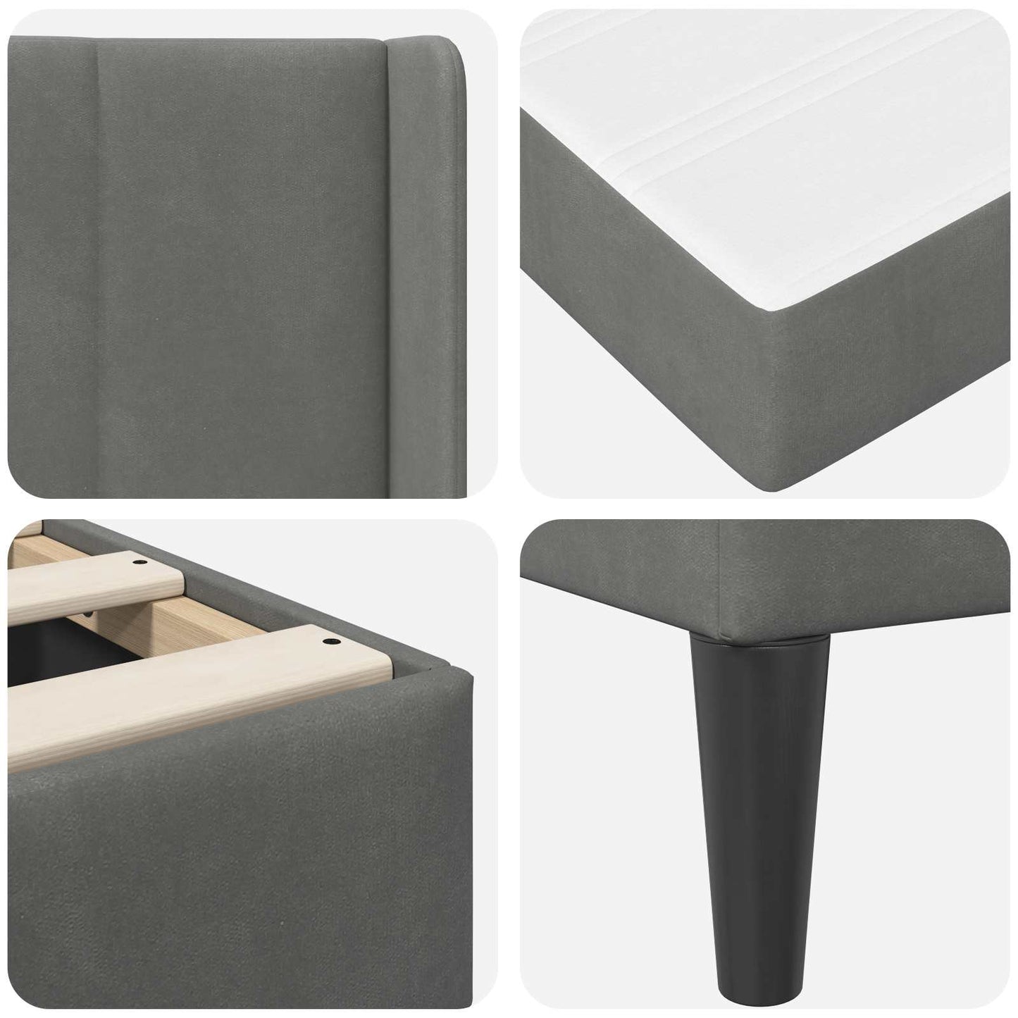 vidaXL Bed Frame with Mattress Dark Grey 90 x 190 cm Velvet