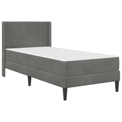 vidaXL Bed Frame with Mattress Dark Grey 90 x 190 cm Velvet