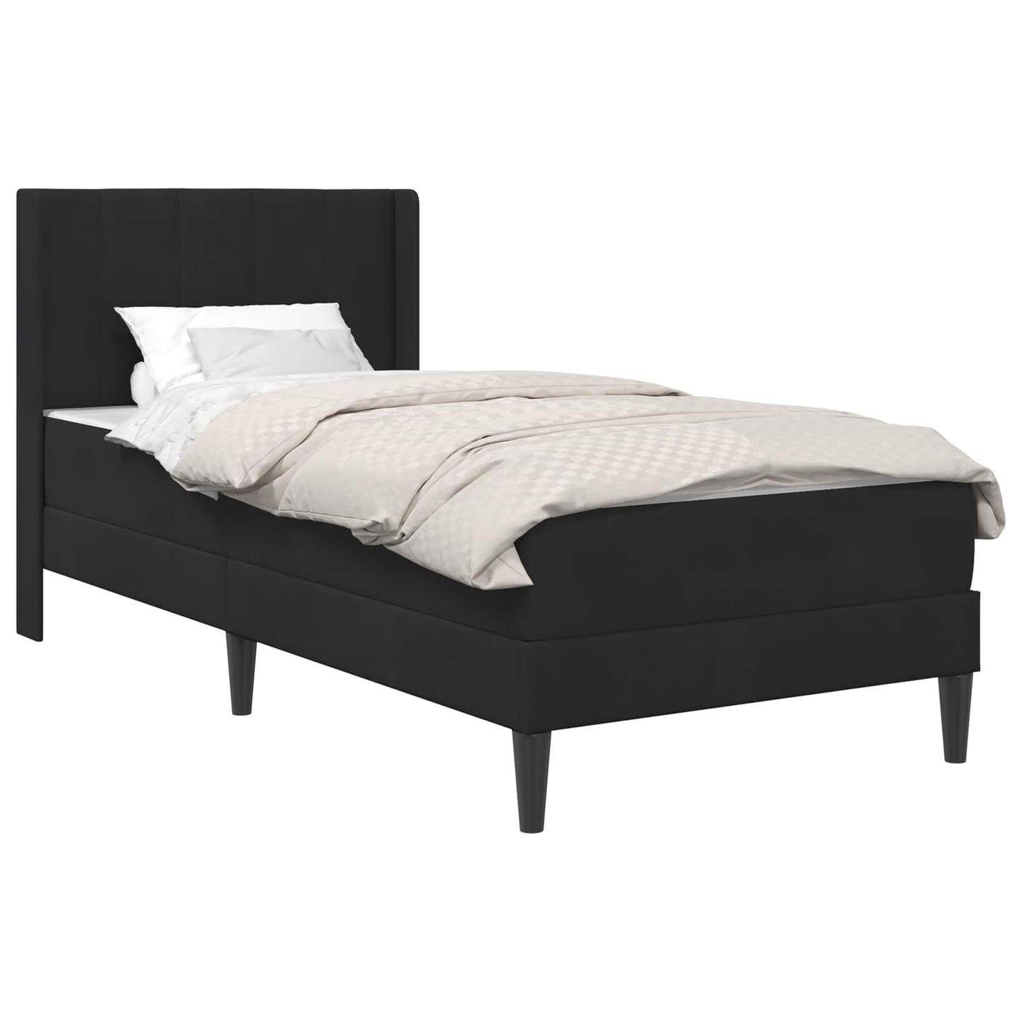 vidaXL Bed Frame with Mattress with Headboard Black 90 x 190 cm Velvet