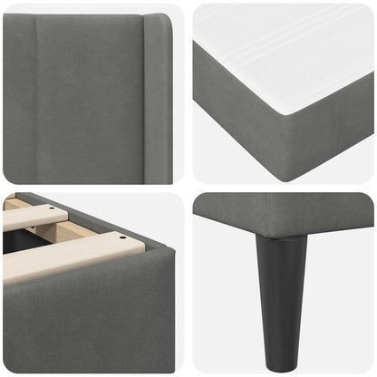 vidaXL Bed Frame with Mattress Dark Grey 180 x 200 cm Velvet