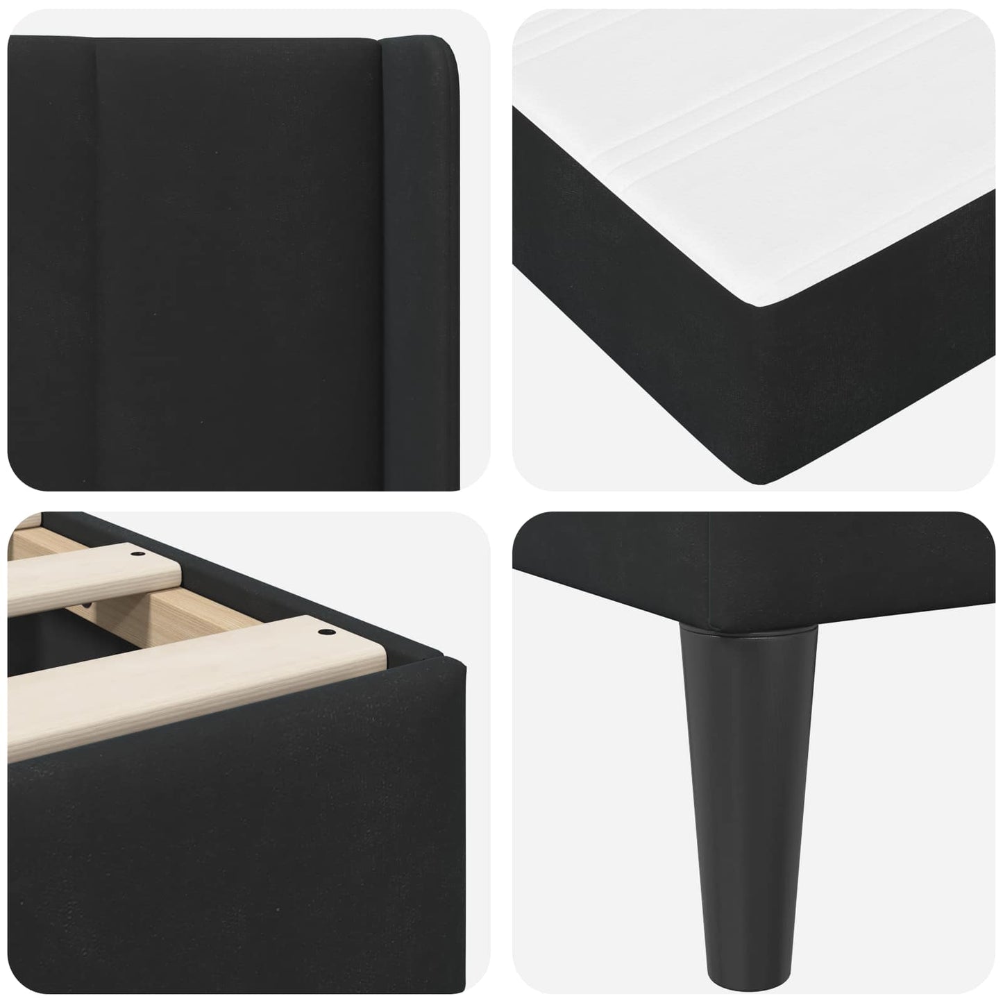 vidaXL Bed Frame with Mattress Black 180 x 200 cm Velvet