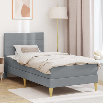 vidaXL Bed Frame with Mattress Light Grey 90 x 190 cm Fabric
