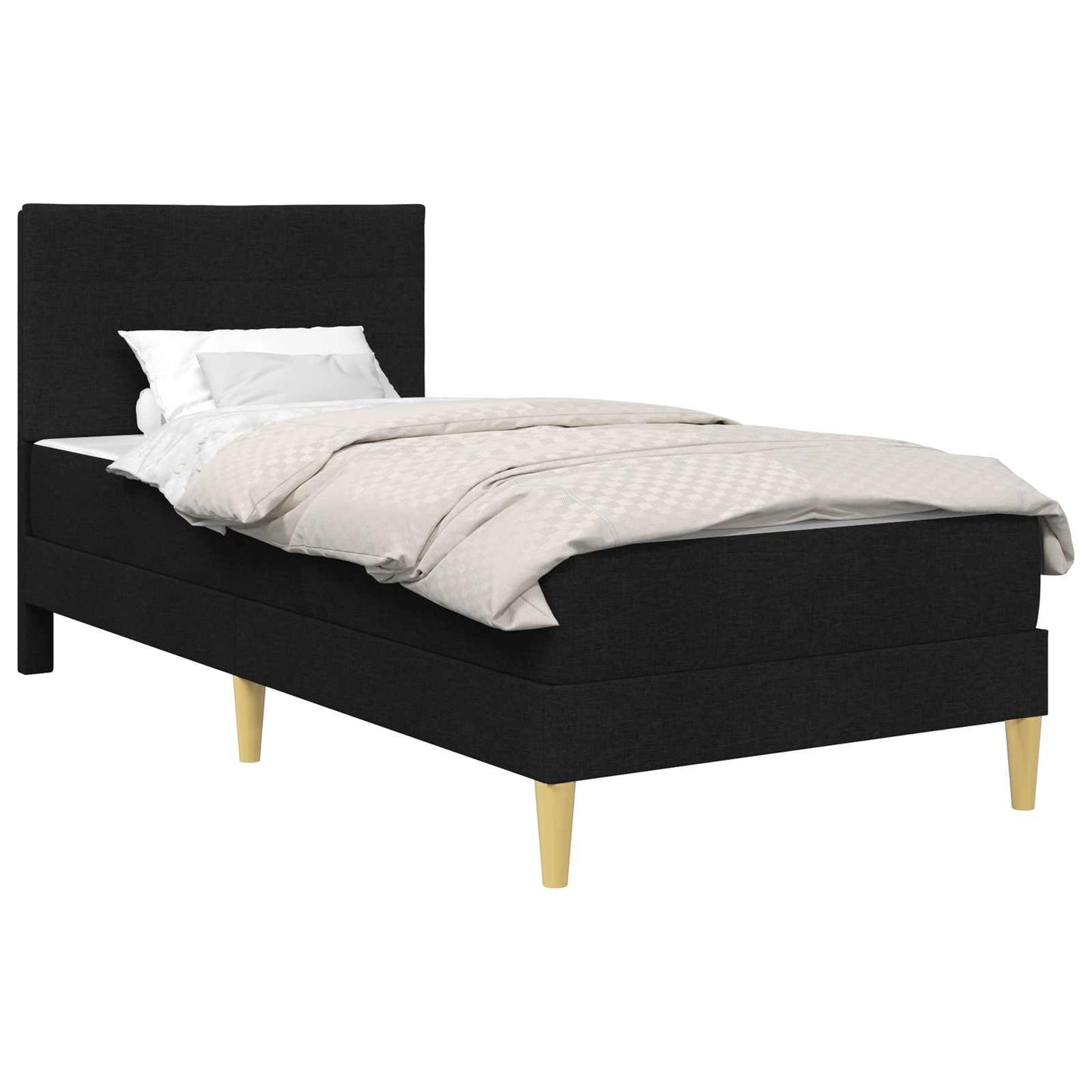 vidaXL Bed Frame with Mattress with Headboard Black 90 x 190 cm Fabric