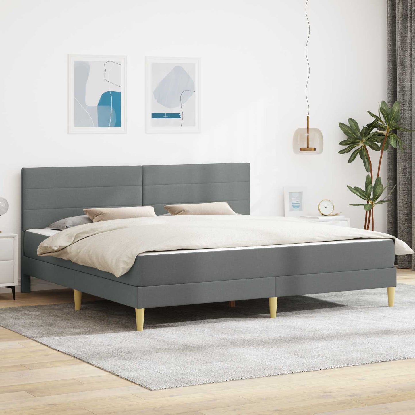vidaXL Bed Frame with Mattress Dark Grey 180 x 200 cm Fabric