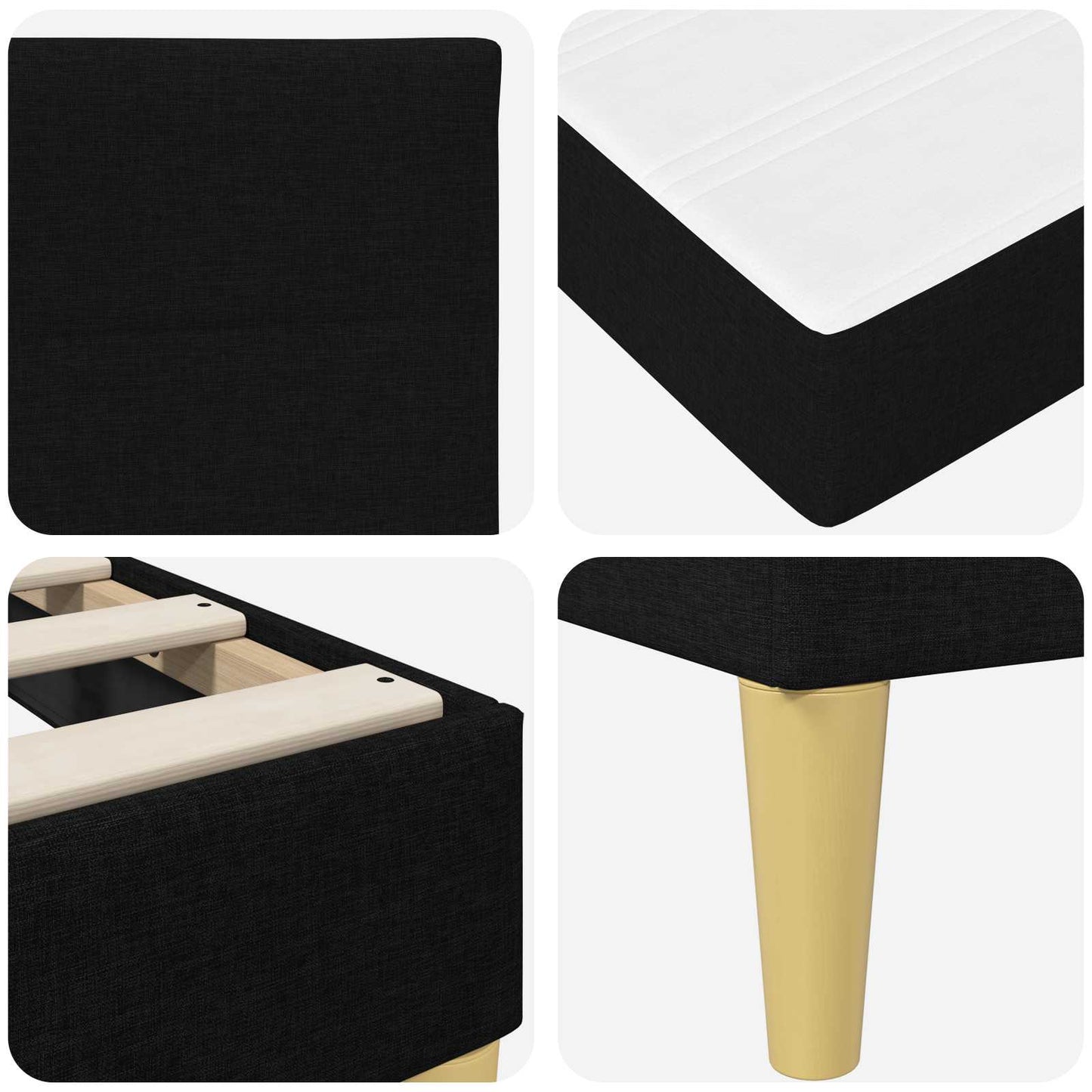 vidaXL Bed Frame with Mattress Black 180 x 200 cm Fabric