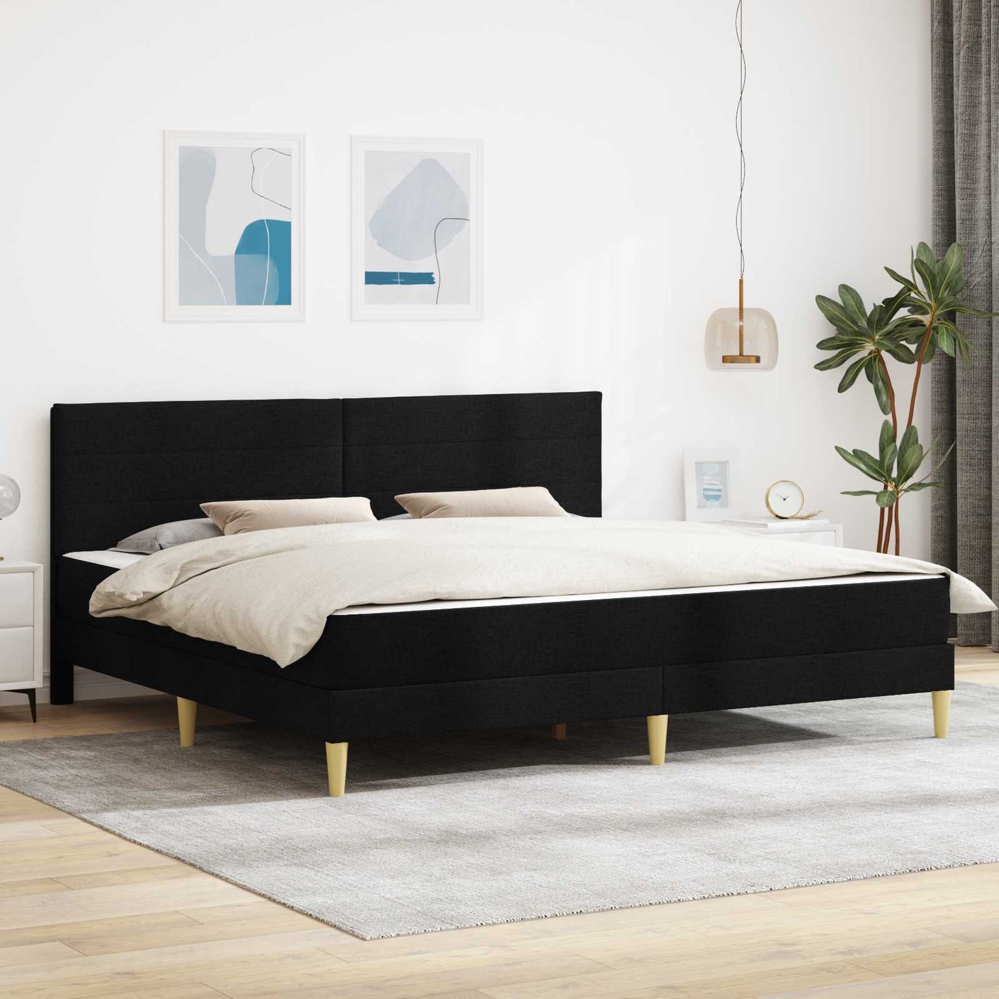 vidaXL Bed Frame with Mattress Black 180 x 200 cm Fabric