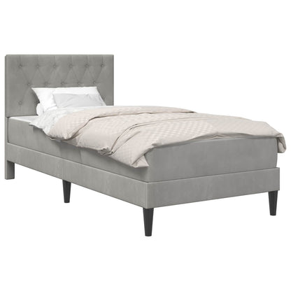 vidaXL Bed Frame with Mattress Light Grey 90 x 190 cm Velvet