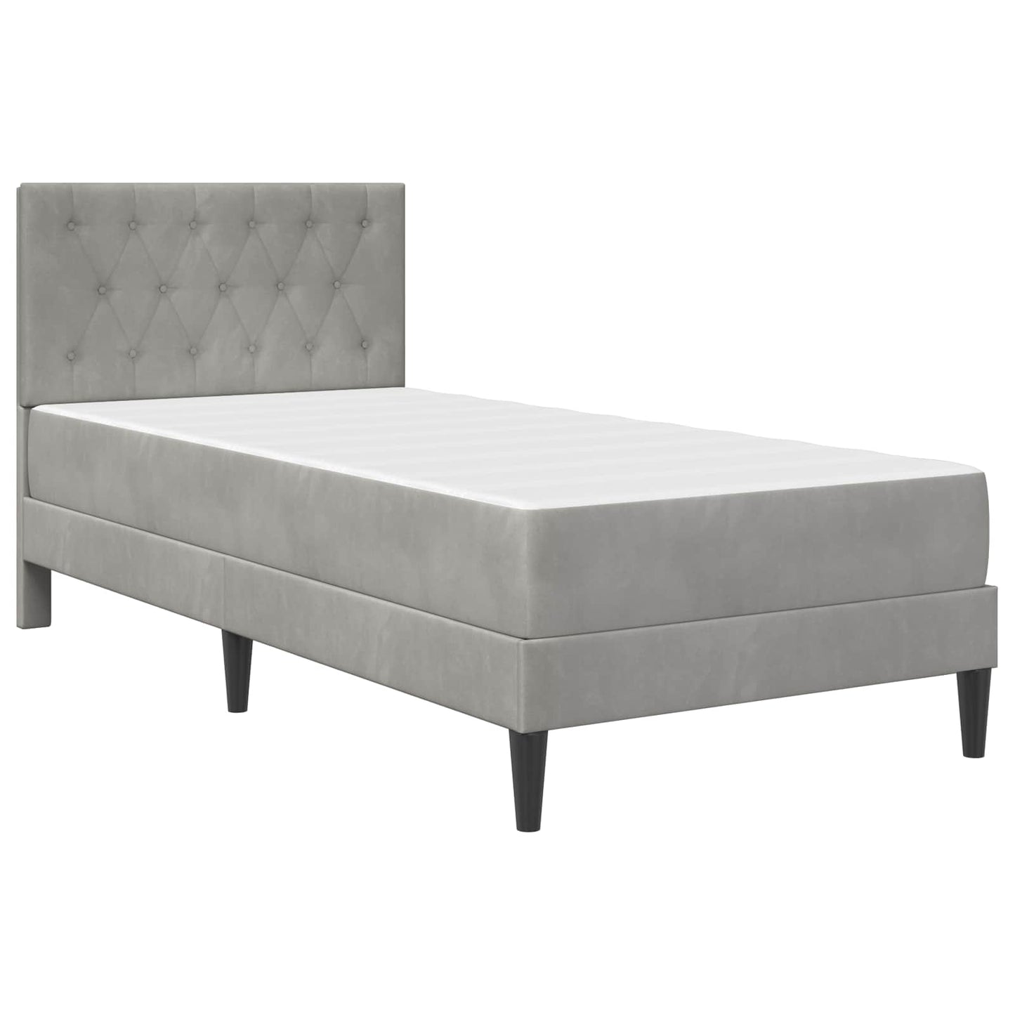 vidaXL Bed Frame with Mattress Light Grey 90 x 190 cm Velvet