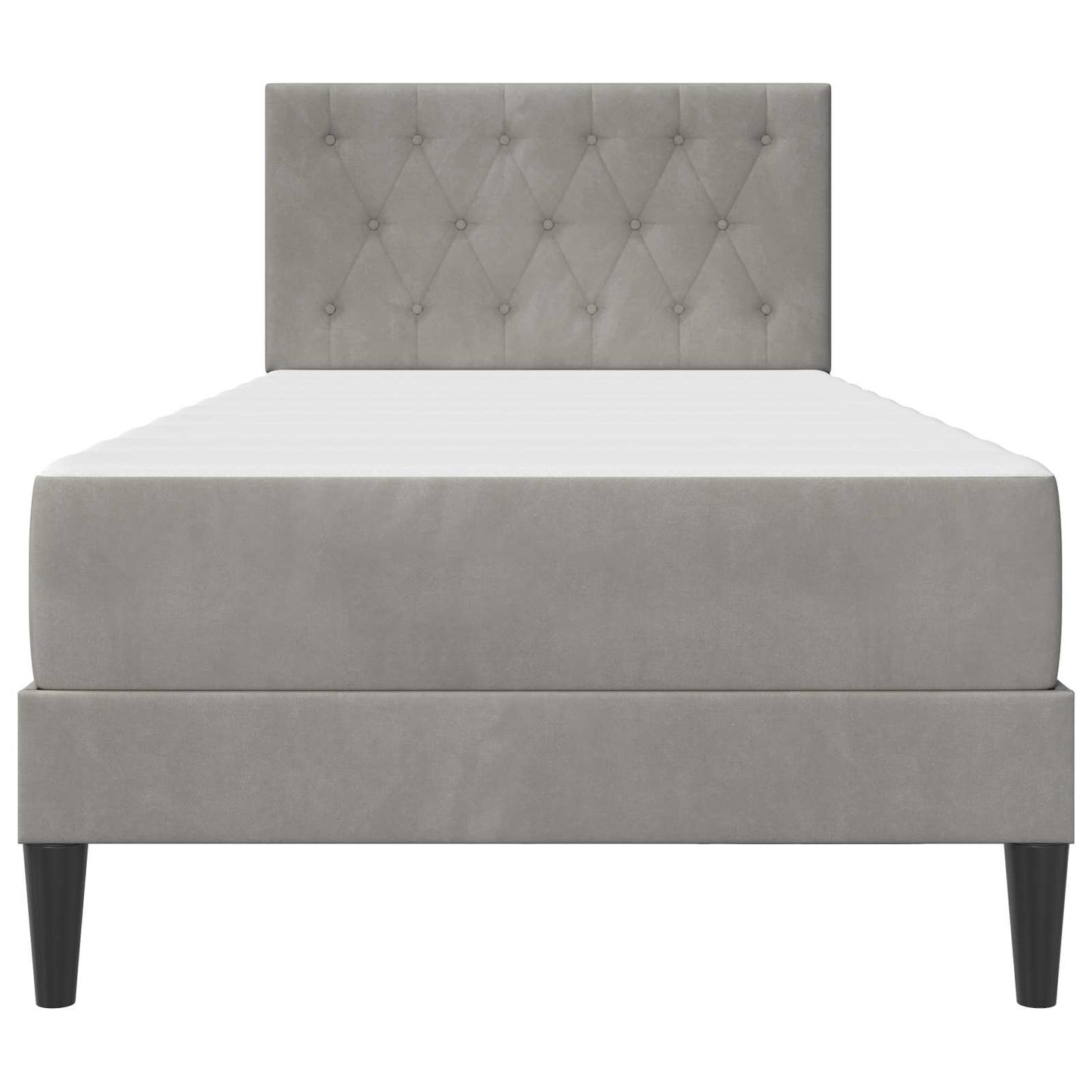 vidaXL Bed Frame with Mattress Light Grey 90 x 190 cm Velvet
