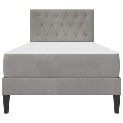 vidaXL Bed Frame with Mattress Light Grey 90 x 190 cm Velvet